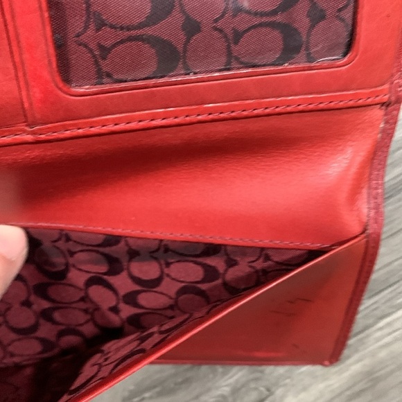 Coach Hamiltonian Trifold Red Leather Wallet - Picture 11 of 12